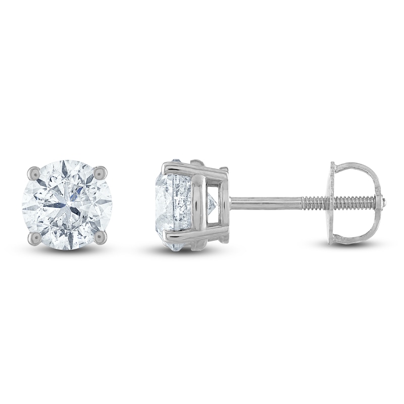 Main Image 1 of Certified Round-Cut Diamond Solitaire Stud Earrings 1/2 ct tw Platinum (VS2/F)