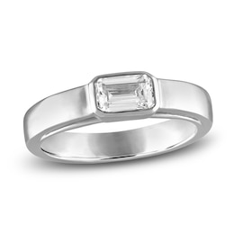 Emerald-Cut Diamond Bezel Solitaire Ring 1/2 ct tw 14K White Gold 5.0mm