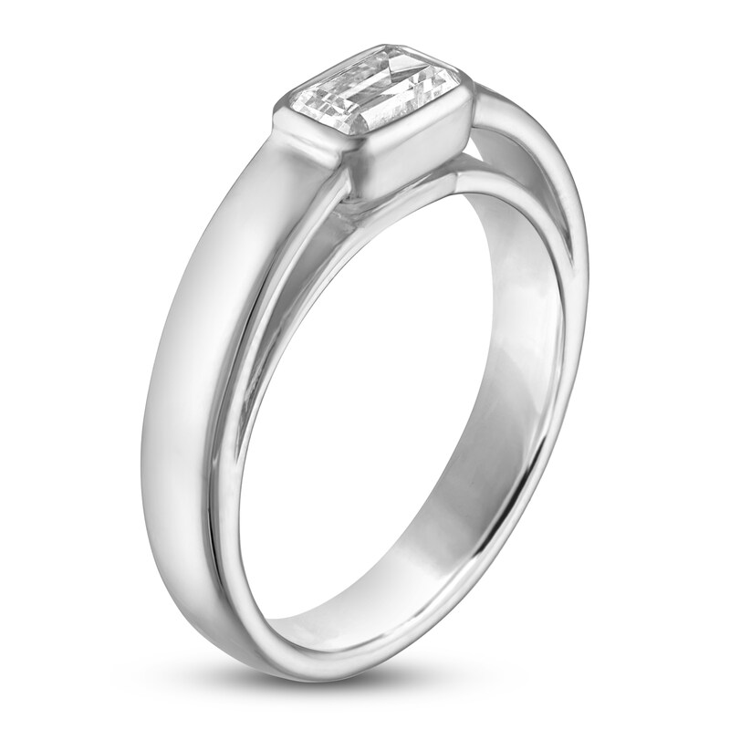 Main Image 2 of Emerald-Cut Diamond Bezel Solitaire Ring 1/2 ct tw 14K White Gold 5.0mm
