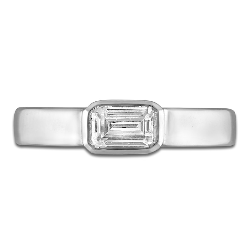 Main Image 3 of Emerald-Cut Diamond Bezel Solitaire Ring 1/2 ct tw 14K White Gold 5.0mm
