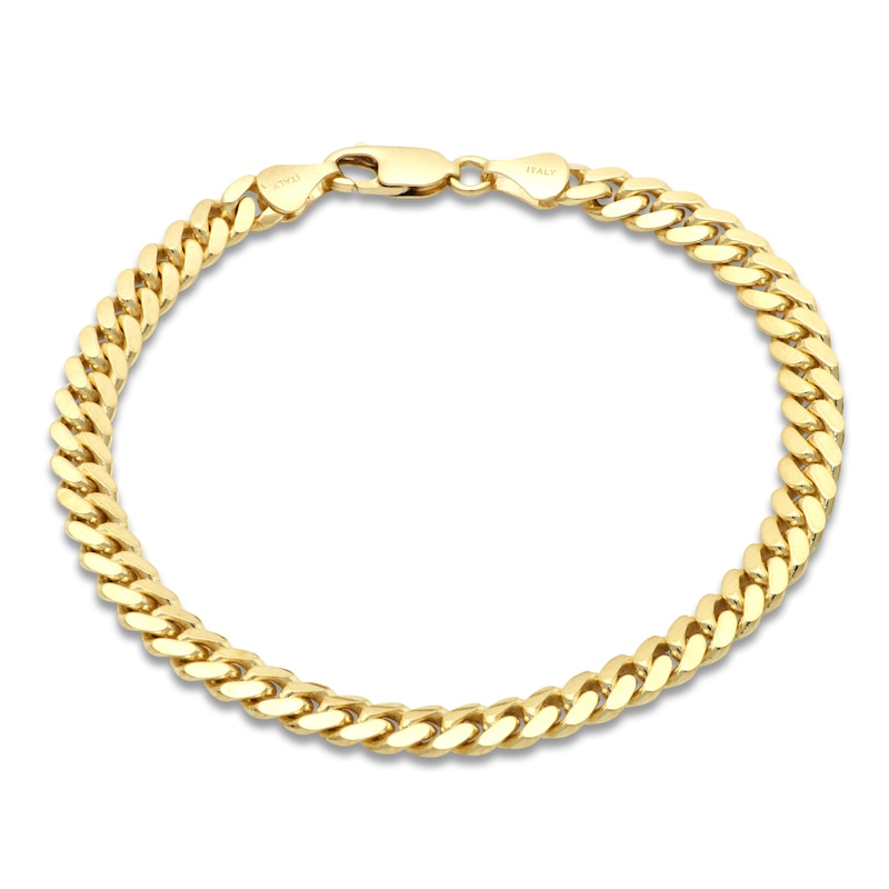 Solid Cuban Link Chain Bracelet 18K Yellow Gold 8.5