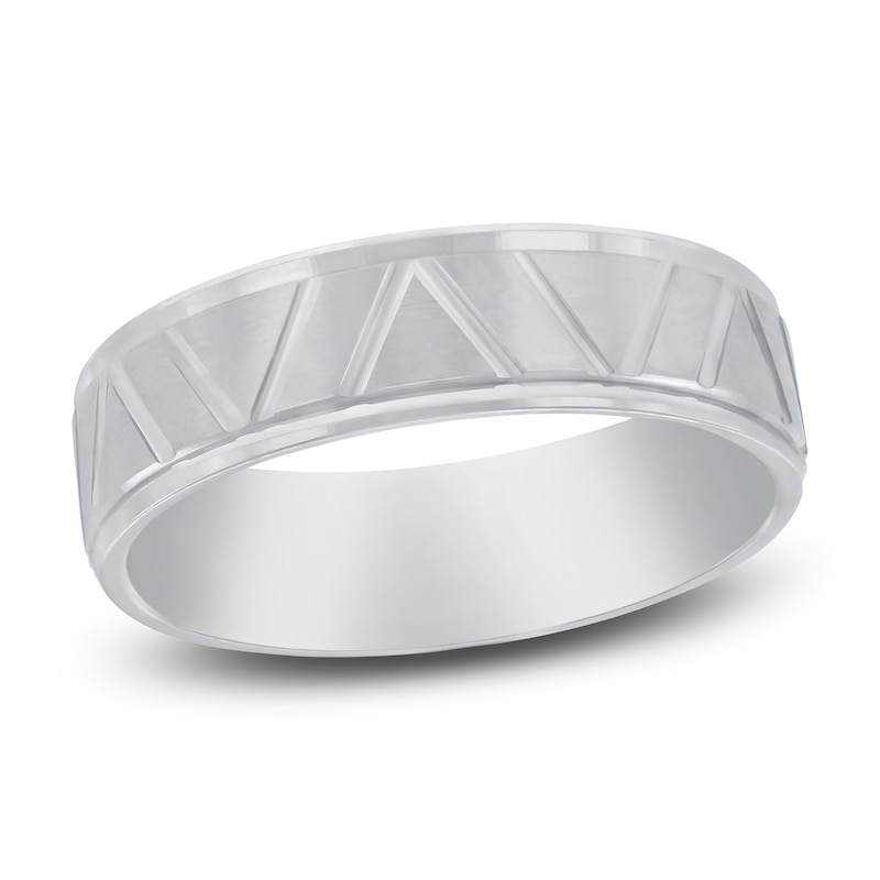 Main Image 1 of Men's High Polish-Wedding V Band 14K White Gold 6mm