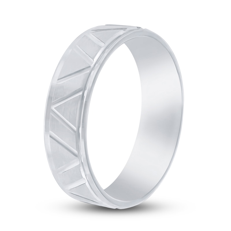 Main Image 2 of Men's High Polish-Wedding V Band 14K White Gold 6mm