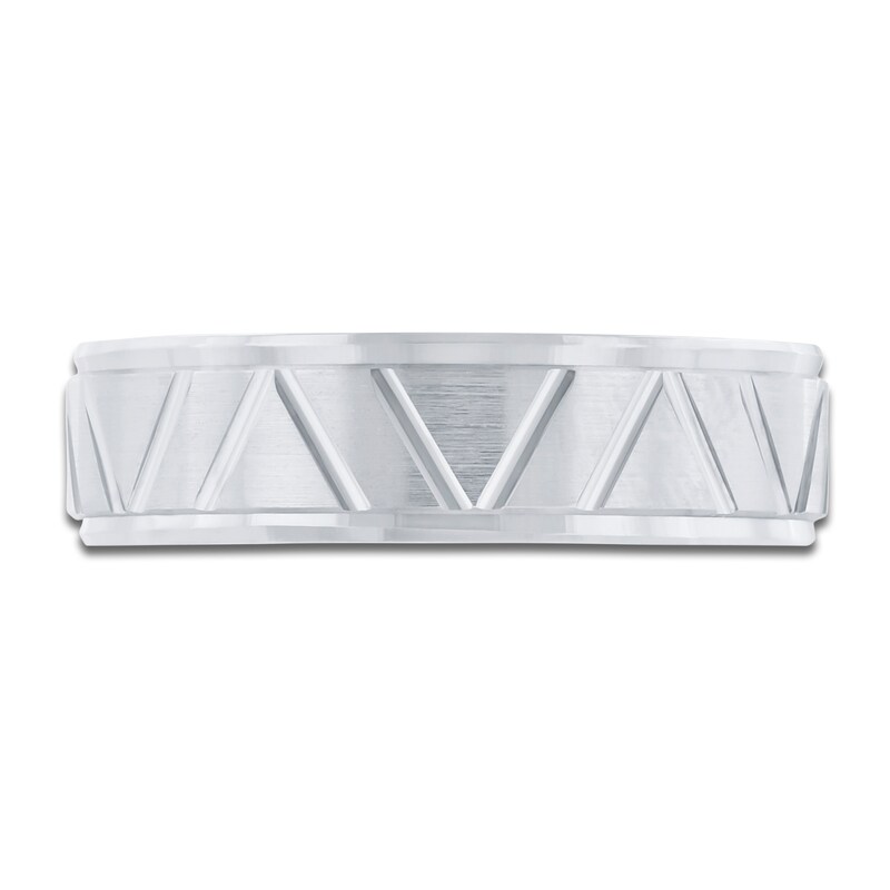 Main Image 3 of Men's High Polish-Wedding V Band 14K White Gold 6mm