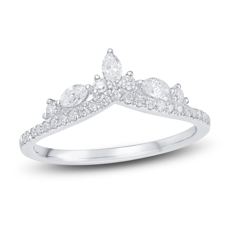 Main Image 1 of Marquise & Round-Cut Diamond Contour Anniversary Band 3/8 ct tw 14K White Gold