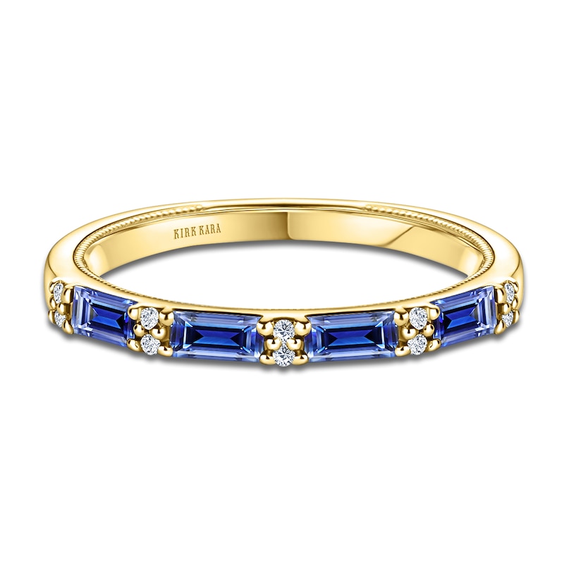 Main Image 2 of Kirk Kara Natural Blue Sapphire & Diamond Wedding Band 1/20 ct tw 14K Yellow Gold