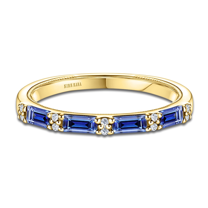 Kirk Kara Natural Blue Sapphire & Diamond Wedding Band 1/20 ct tw 14K Yellow Gold