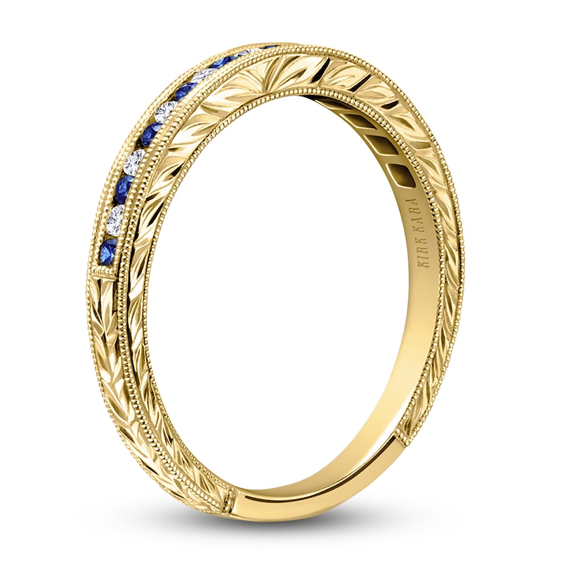 Main Image 2 of Kirk Kara Natural Blue Sapphire & Diamond Wedding Band 1/10 ct tw 14K Yellow Gold