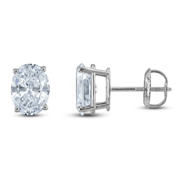 Oval-Cut Lab-Grown Diamond Solitaire Stud Earrings 1/2 ct tw 14K White Gold (F/SI2)