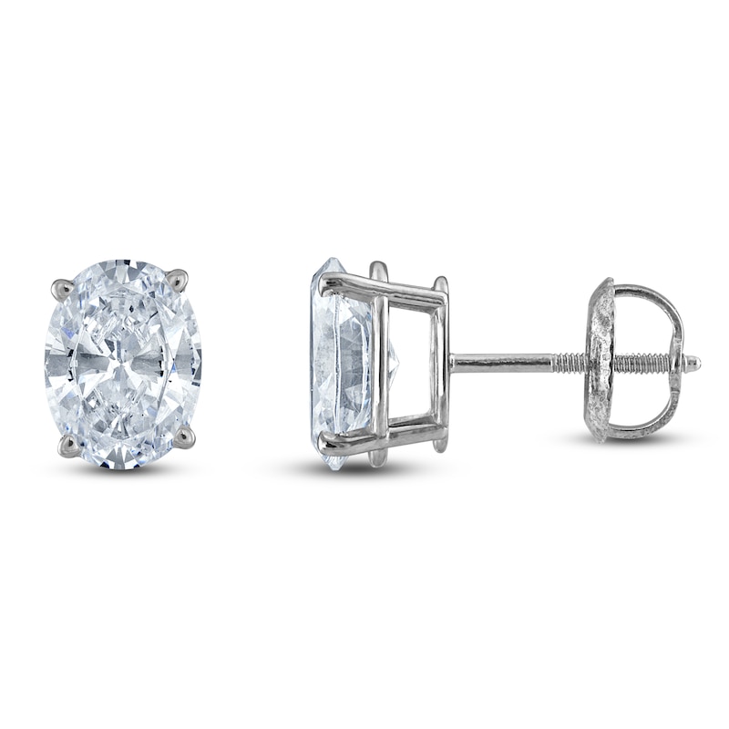 Main Image 1 of Oval-Cut Lab-Grown Diamond Solitaire Stud Earrings 1/2 ct tw 14K White Gold (F/SI2)