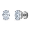 Thumbnail Image 2 of Oval-Cut Lab-Grown Diamond Solitaire Stud Earrings 1/2 ct tw 14K White Gold (F/SI2)