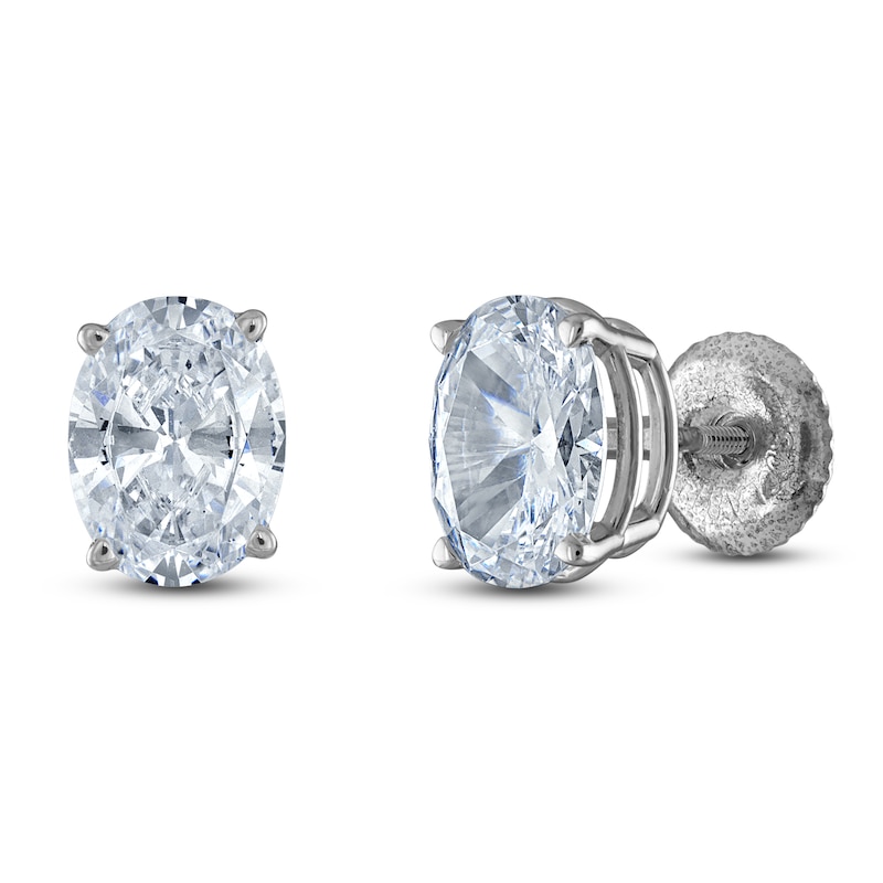 Main Image 2 of Oval-Cut Lab-Grown Diamond Solitaire Stud Earrings 1/2 ct tw 14K White Gold (F/SI2)