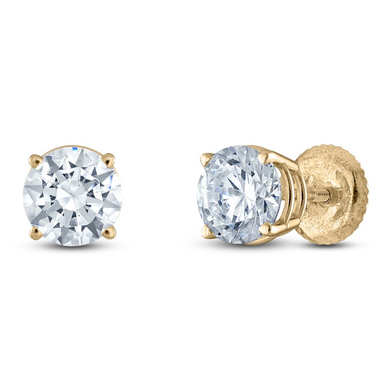 Main Image 2 of Certified Round-Cut Diamond Solitaire Stud Earrings 1-1/5 ct tw 14K Yellow Gold (I/I1)