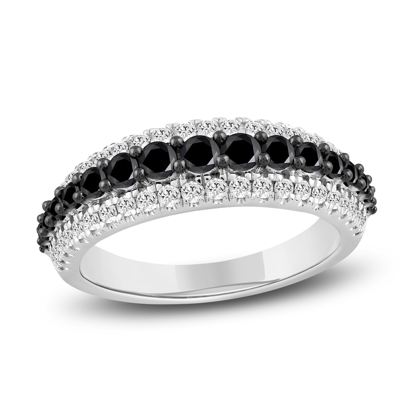 Main Image 1 of Black & White Diamond Anniversary Ring 1 ct tw 14K White Gold