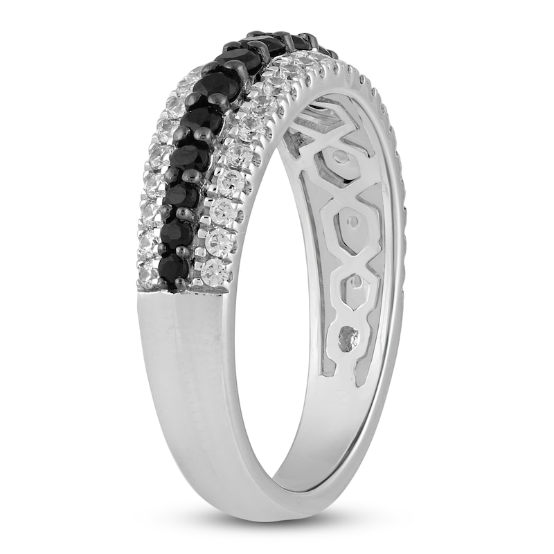 Main Image 2 of Black & White Diamond Anniversary Ring 1 ct tw 14K White Gold