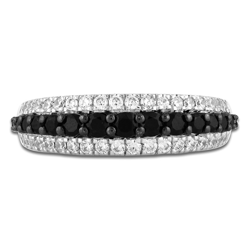 Main Image 3 of Black & White Diamond Anniversary Ring 1 ct tw 14K White Gold