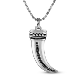 1933 by Esquire Men's Black Diamond Horn Necklace 3/8 ct tw Sterling Silver 22"