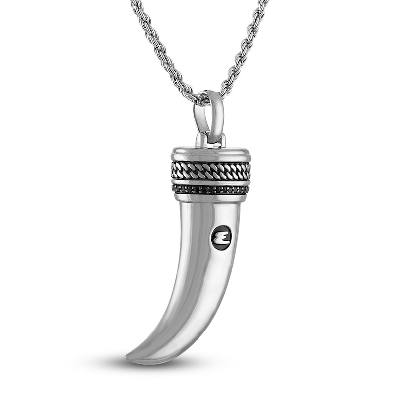 Main Image 3 of 1933 by Esquire Men's Black Diamond Horn Necklace 3/8 ct tw Sterling Silver 22"