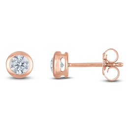 Certified Round-Cut Diamond Bezel-Set Solitaire Stud Earrings 1/2 ct tw 14K Rose Gold (I1/I)
