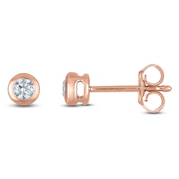 Certified Round-Cut Diamond Bezel-Set Solitaire Stud Earrings 1/4 ct tw 14K Rose Gold (I1/I)