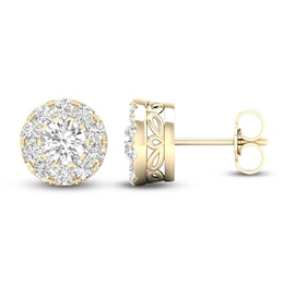 Lab-Grown Diamond Halo Stud Earrings 1-1/2 ct tw 14K Yellow Gold