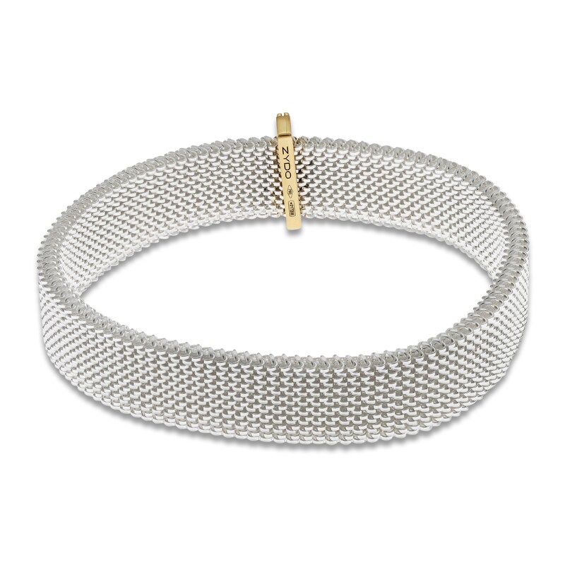 Main Image 3 of ZYDO Diamond Mesh Stretch Bracelet 1/10 ct tw Stainless Steel & 18K Yellow Gold 6.5"
