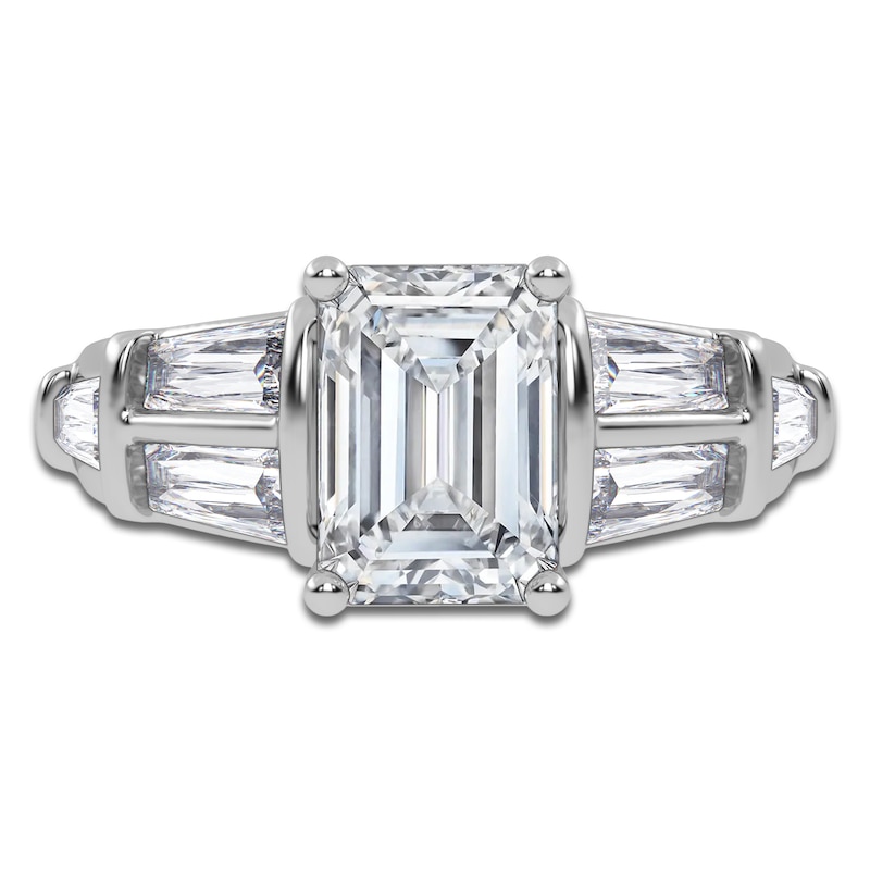 Main Image 3 of Emerald-Cut Created By Jared Studio Lab-Grown Diamond Engagement Ring 3-1/2 ct tw 14K White Gold