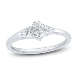 Princess-Cut Quad Diamond Promise Ring 1/5 ct tw 10K White Gold