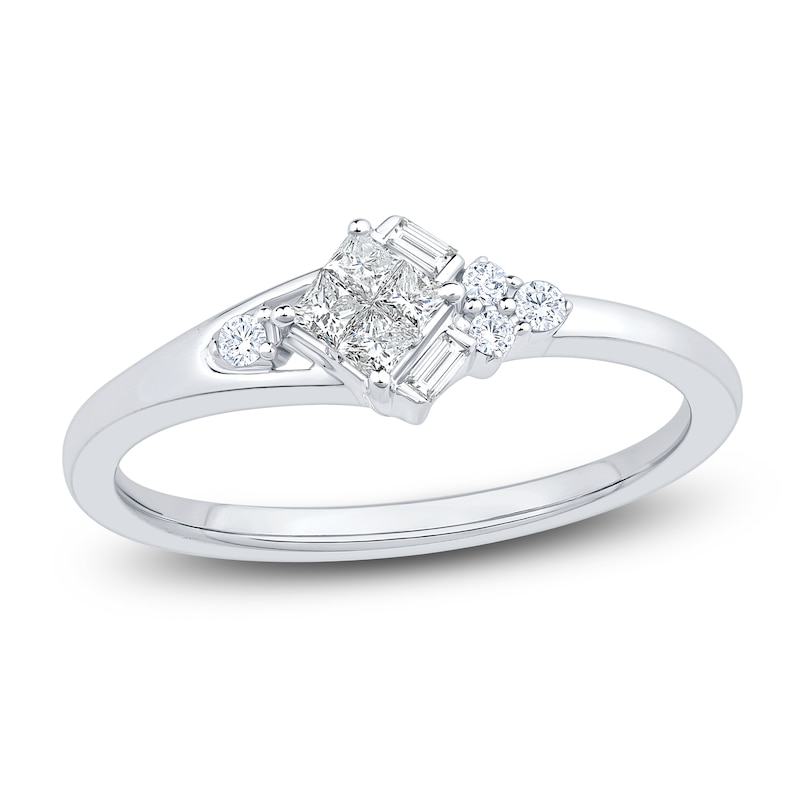 Main Image 1 of Princess-Cut Quad Diamond Promise Ring 1/5 ct tw 10K White Gold