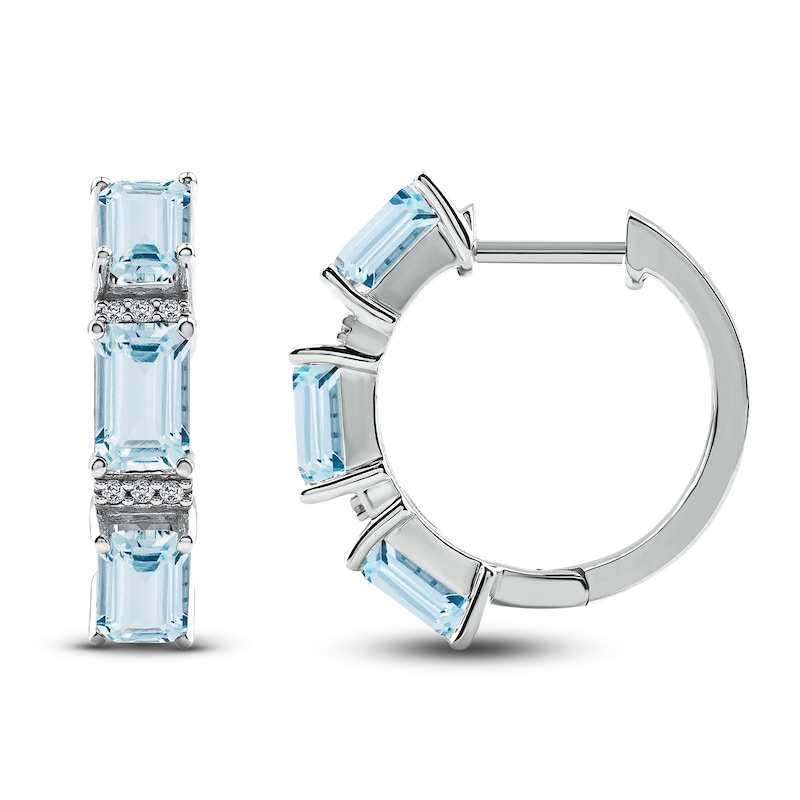 Main Image 2 of Octagon-Cut Natural Aquamarine Earrings 1/20 ct tw 14K White Gold