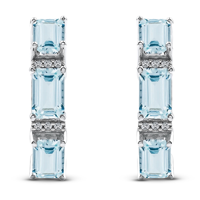 Main Image 3 of Octagon-Cut Natural Aquamarine Earrings 1/20 ct tw 14K White Gold