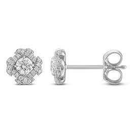 Unspoken Diamond Halo Stud Earrings 1/4 ct tw 14K White Gold