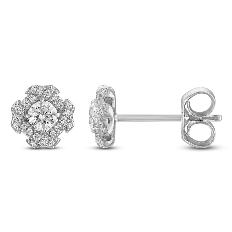 Main Image 1 of Unspoken Diamond Halo Stud Earrings 1/4 ct tw 14K White Gold