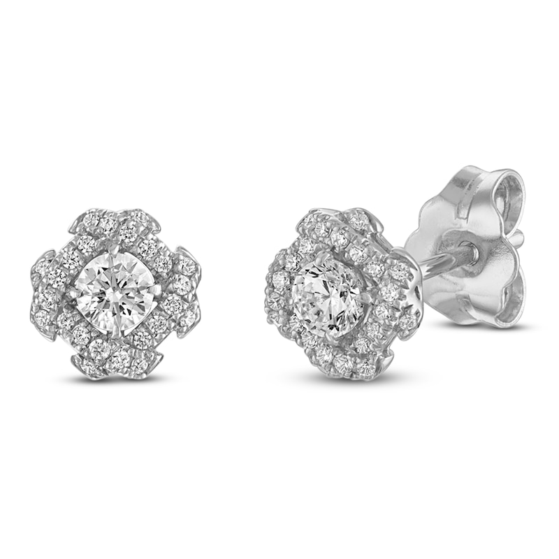 Main Image 2 of Unspoken Diamond Halo Stud Earrings 1/4 ct tw 14K White Gold