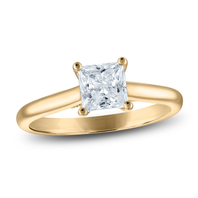 Main Image 1 of Princess-Cut Lab-Grown Diamond Solitaire Plus Engagement Ring 1 ct tw 18K Yellow Gold (VS2/F)