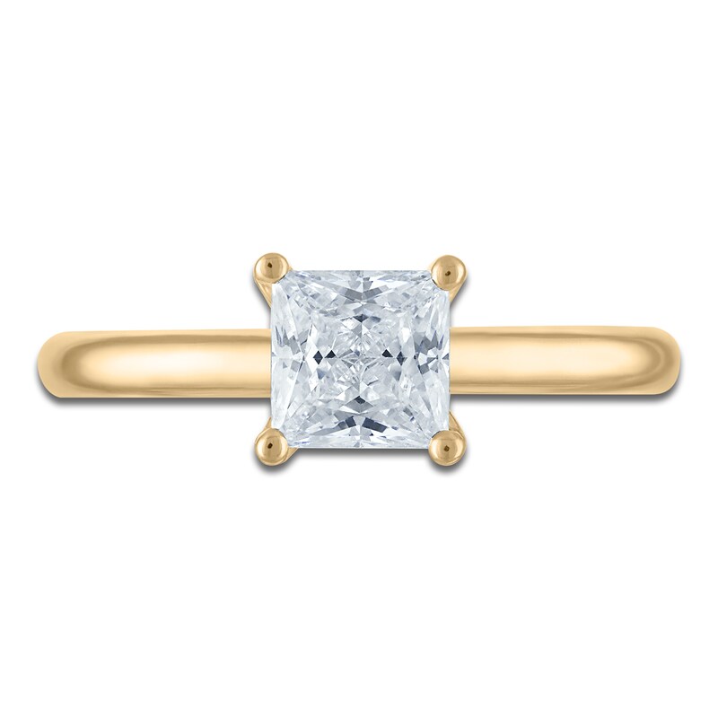 Main Image 3 of Princess-Cut Lab-Grown Diamond Solitaire Plus Engagement Ring 1 ct tw 18K Yellow Gold (VS2/F)