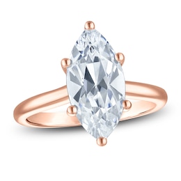 Marquise-Cut Lab-Grown Diamond Solitaire Plus Engagement Ring 3 ct tw 18K Rose Gold (VS2/F)