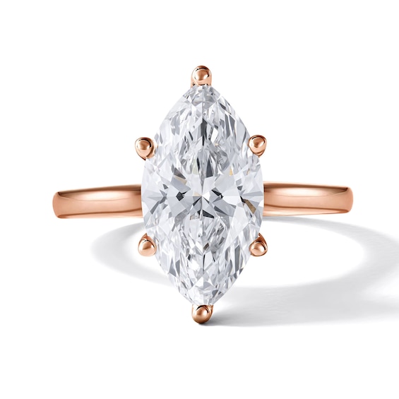 Marquise-Cut Lab-Grown Diamond Solitaire Plus Engagement Ring 3 ct tw 18K Rose Gold (VS2/F)