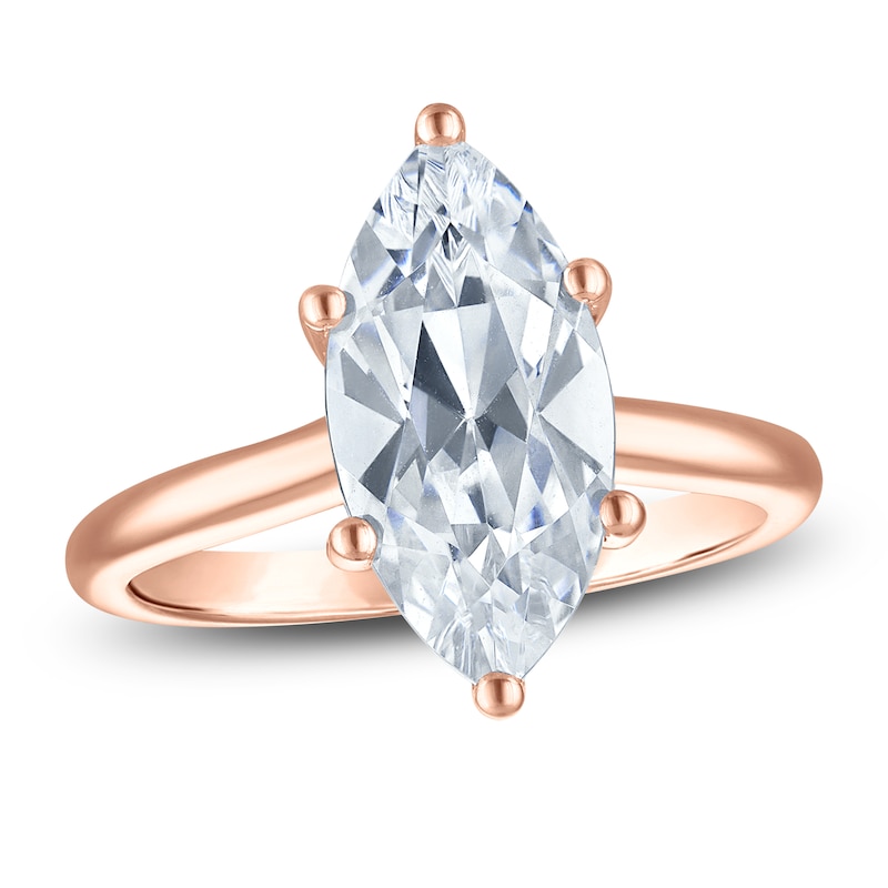 Main Image 1 of Marquise-Cut Lab-Grown Diamond Solitaire Plus Engagement Ring 3 ct tw 18K Rose Gold (VS2/F)