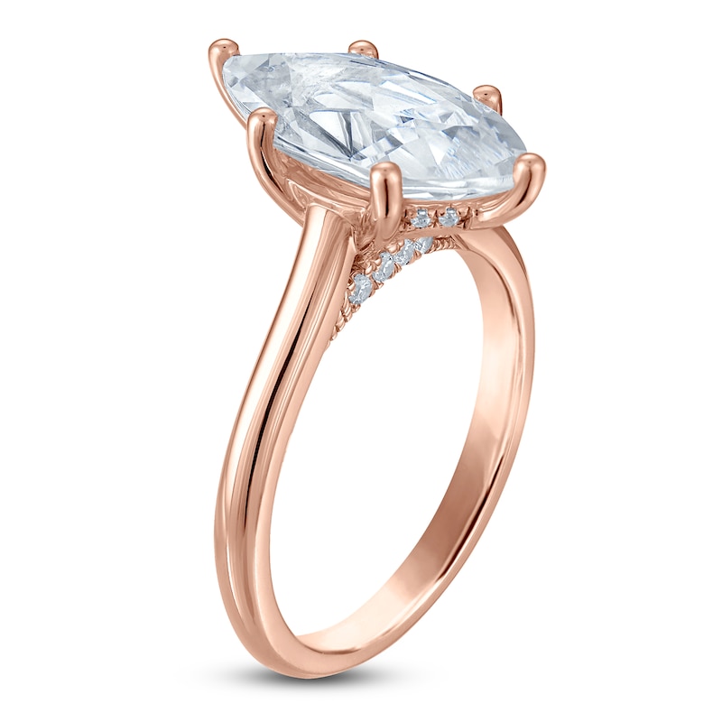 Main Image 2 of Marquise-Cut Lab-Grown Diamond Solitaire Plus Engagement Ring 3 ct tw 18K Rose Gold (VS2/F)