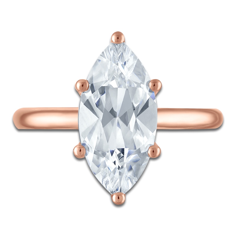 Main Image 3 of Marquise-Cut Lab-Grown Diamond Solitaire Plus Engagement Ring 3 ct tw 18K Rose Gold (VS2/F)