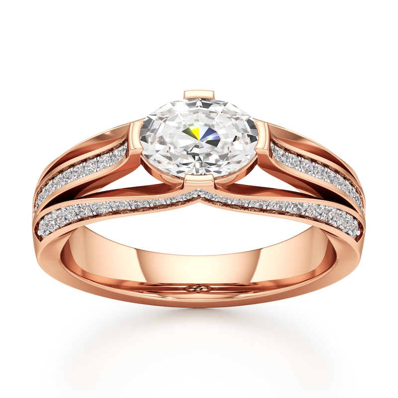 Main Image 1 of J'Lure Lab-Grown Diamond Oval Step-Cut Engagement Ring 1-3/8 ct tw 18K Rose Gold