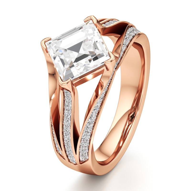 Main Image 4 of J'Lure Lab-Grown Diamond Carre Step-Cut Engagement Ring 2-3/8 ct tw 18K Rose Gold