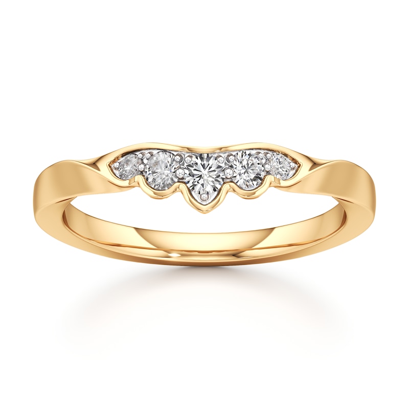 Main Image 1 of J'Lure Lab-Created Diamond Scalloped Wedding Band 1/5 ct tw 18K Yellow Gold