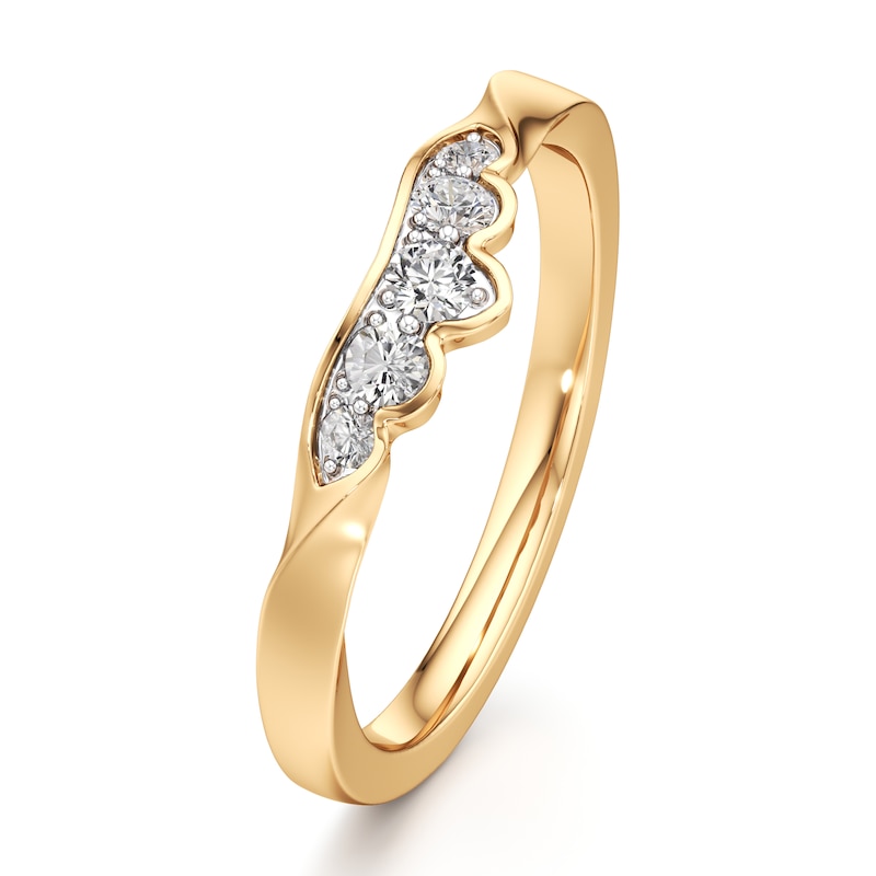 Main Image 4 of J'Lure Lab-Created Diamond Scalloped Wedding Band 1/5 ct tw 18K Yellow Gold