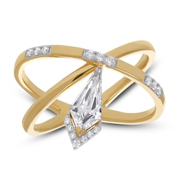 J'Lure Kite Step-Cut Lab-Grown Diamond Orbit Ring 3/4 ct tw 14K Yellow Gold