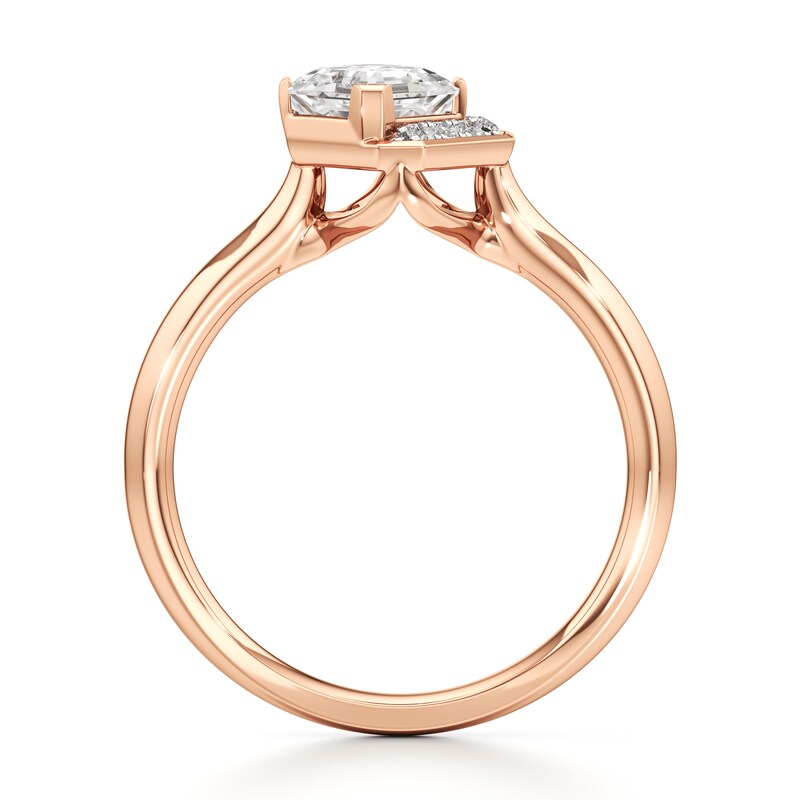 Main Image 2 of J'Lure Square-Emerald Step-Cut Lab-Grown Diamond Half-Halo Engagement Ring 1 ct tw 18K Rose Gold