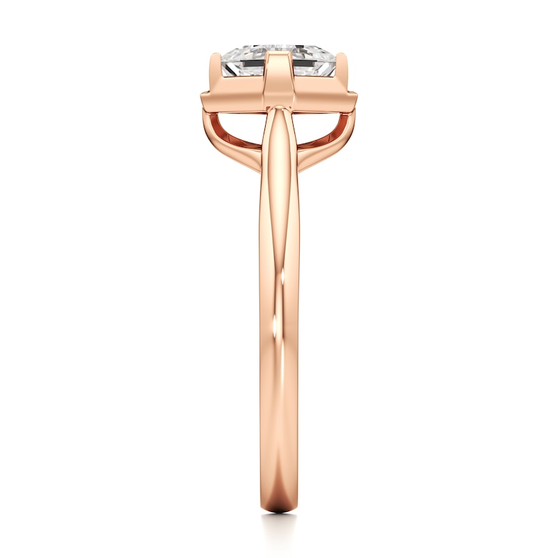Main Image 3 of J'Lure Square-Emerald Step-Cut Lab-Grown Diamond Half-Halo Engagement Ring 1 ct tw 18K Rose Gold