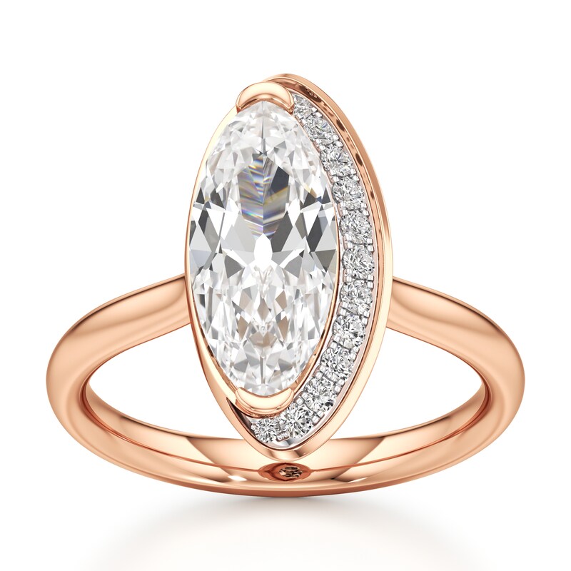 Main Image 1 of J'Lure Moval Old-Cut Lab-Grown Diamond Half-Halo Engagement Ring 2 ct tw 18K Rose Gold