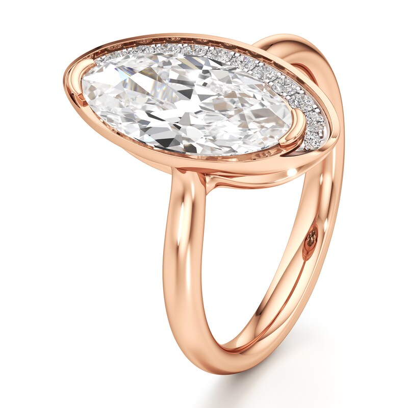 Main Image 4 of J'Lure Moval Old-Cut Lab-Grown Diamond Half-Halo Engagement Ring 2 ct tw 18K Rose Gold